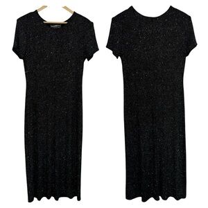 Vintage Molly Malloy Stretch Maxi Dress Sz 10 Black Rainbow Sparkle Party EUC